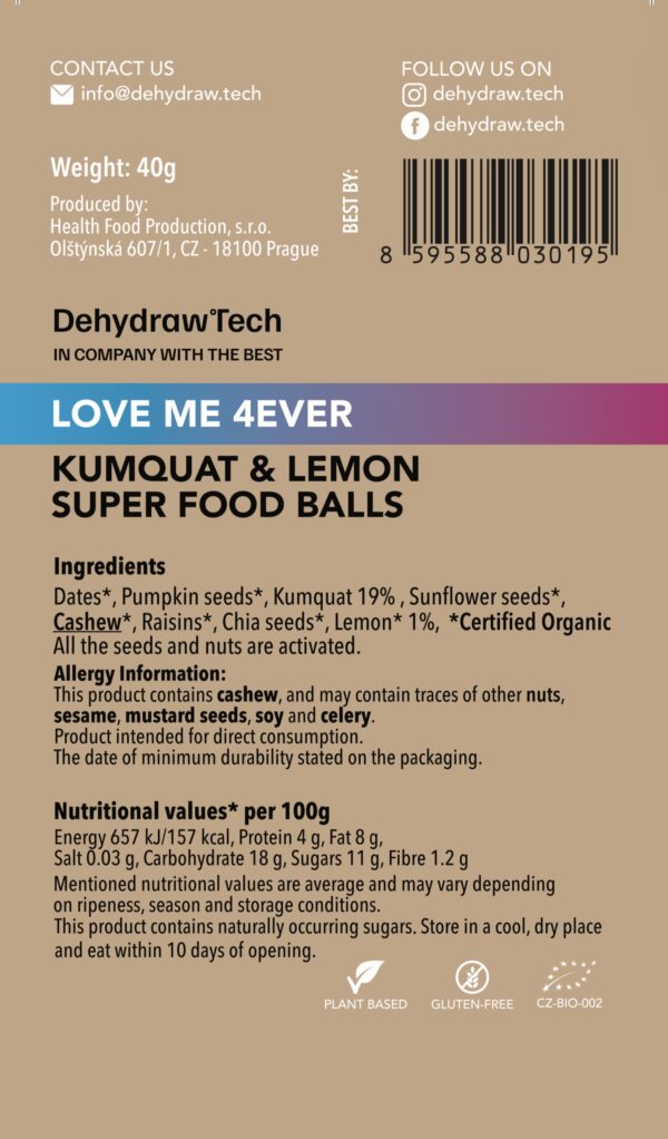 LOVE ME 4EVER super food kuličky s kumquat a citronem